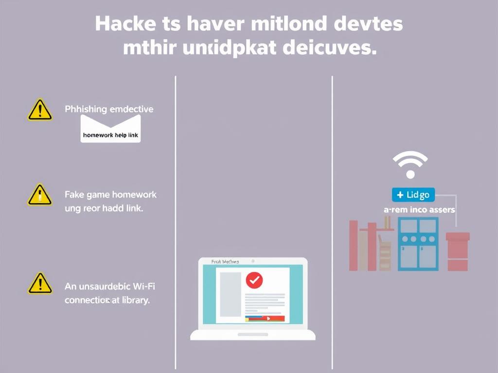 Visual representation of three common hacking methods targeting children's devices